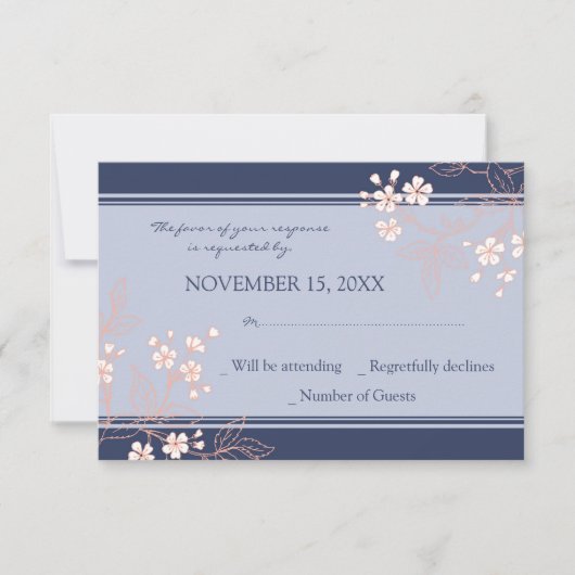 Coral Blue Floral UAWG Wedding Card RSVP Karte (Vorderseite)