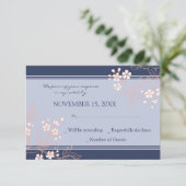 Coral Blue Floral UAWG Wedding Card RSVP Karte (Stehend Vorderseite)