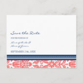 Coral Blue Foto Save the Date Hochzeitskarten Ankündigungspostkarte (Rückseite)