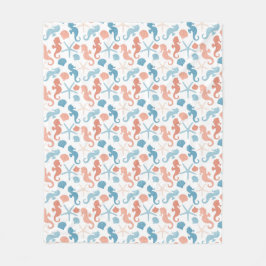 Coral Blue Nautic Pattern Fleecedecke