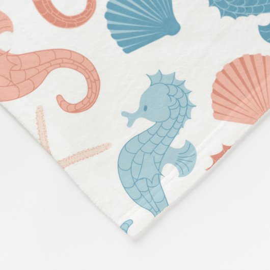 Coral Blue Nautic Pattern Fleecedecke (Ecke)