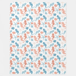 Coral Blue Nautic Pattern Fleecedecke