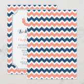 Coral Blue Nautical Custom Baby Shower Einladungen (Vorne/Hinten)