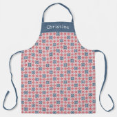 Coral Blue Star Pattern Personalized Name Schürze (Vorderseite)