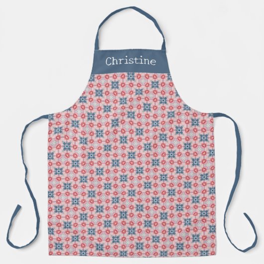 Coral Blue Star Pattern Personalized Name Schürze (Vorderseite)