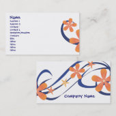 Coral Blue Tropical Design Visitenkarte (Vorne/Hinten)