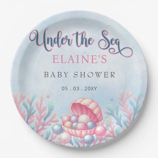 Coral Blue unter der Sea Marine Life Baby Dusche Pappteller (Vorderseite)