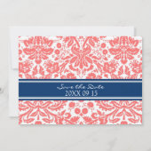 Coral Blue Wedding Save the Date Card (Rückseite)
