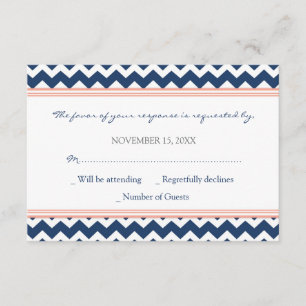Coral Blue Zickzack UAWG Wedding Card RSVP Karte
