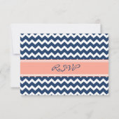 Coral Blue Zickzack UAWG Wedding Card RSVP Karte (Rückseite)
