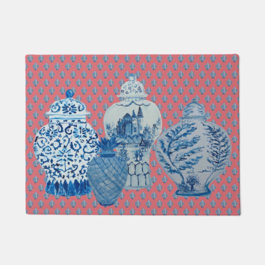 Coral BlueWhite Ginger Jars Fußmatte (Vorderseite)