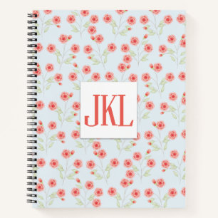 Coral Blume Muster 8.5" x 11" Spiral Notebook Notizblock