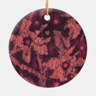 "Coral Blume", Wollmalerei, Glasfaserkunst, Blumen Keramikornament