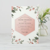 Coral Blush Botanical Whimsy Wedding Einladung (Stehend Vorderseite)