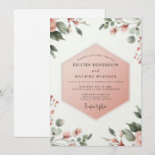 Coral Blush Botanical Whimsy Wedding Einladung (Vorne/Hinten)