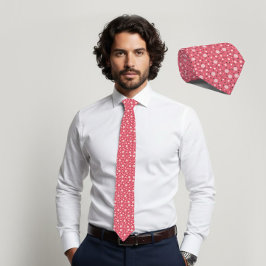 Coral Blush Hexagon & Charcoal Triangle Tie Krawatte