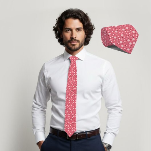 Coral Blush Hexagon & Charcoal Triangle Tie Krawatte