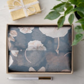 Coral Blush Pink Blumenmuster Blau Seidenpapier (Geschenk)