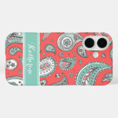 Coral Bohemisch Paisley Custom Monogram Case-Mate iPhone Hülle (Rückseite (Horizontal))