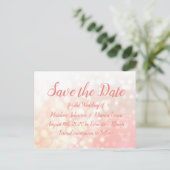 Coral Bokeh Personalisiert Save the Date Postkarte (Stehend Vorderseite)