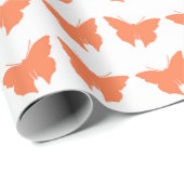 Coral Bold Mod Butterflies Geschenkpapier (Rolleneckpunkt)