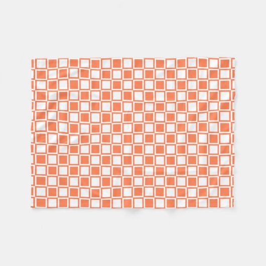 Coral Bold Mod Squares Fleecedecke (Vorderseite (Horizontal))