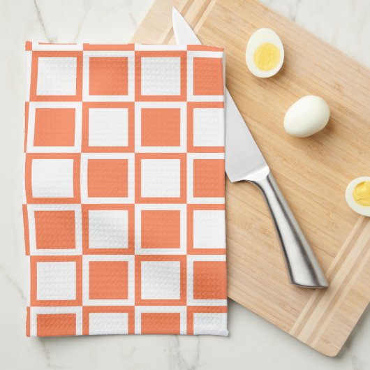 Coral Bold Mod Squares Geschirrtuch (Viertel Falte)