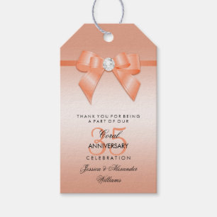 Coral Bow & Ribbon 35. Hochzeitstag Geschenkanhänger