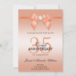 Coral Bow & Ribbon 35. Hochzeitstag Save The Date