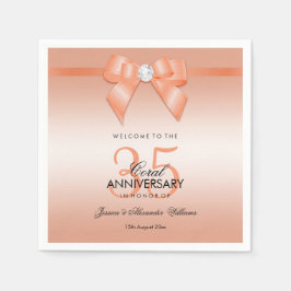 Coral Bow & Ribbon 35. Hochzeitstag Serviette