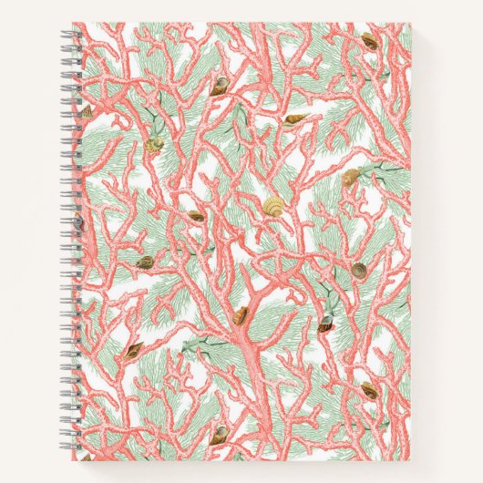 Coral Branch Seashells Coastal Notizblock (Vorderseite)
