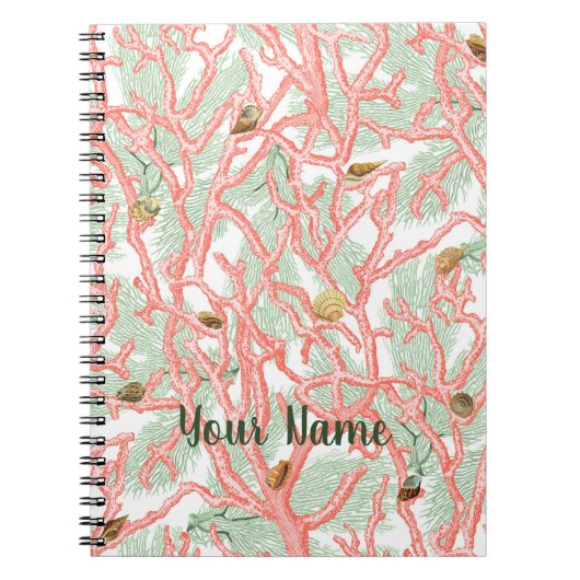 Coral Branches mit Seashells Writing Journal Notizblock (Vorderseite)