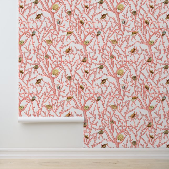 Coral Branches Seashells Coastal Tapete (Anwendung)