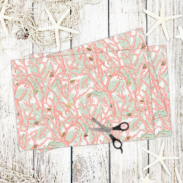 Coral Branches with Seashells Nautical Pattern Seidenpapier