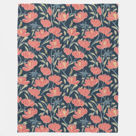 Coral Breeze Floral Fleecedecke (Vorderseite)