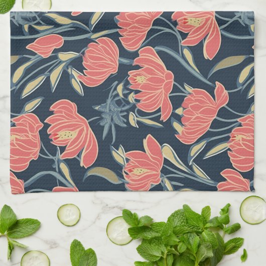Coral Breeze Floral Geschirrtuch (Gefaltet)