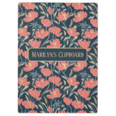 Coral Breeze Floral Personalisiert Klemmbrett (Rückseite)