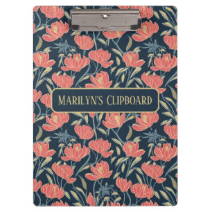 Coral Breeze Floral Personalisiert Klemmbrett
