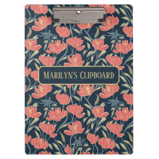 Coral Breeze Floral Personalisiert Klemmbrett
