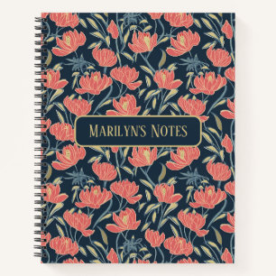 Coral Breeze Floral Personalisiert Notizblock