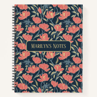 Coral Breeze Floral Personalisiert Notizblock