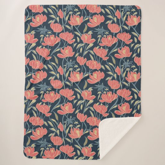 Coral Breeze Floral Sherpadecke (Vorderseite)
