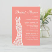 Coral Bridal Dusche Einladung (Stehend Vorderseite)
