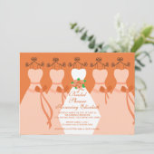 Coral Bride Bridesmaids Bridal Dusche Einladung (Stehend Vorderseite)