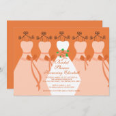Coral Bride Bridesmaids Bridal Dusche Einladung (Vorne/Hinten)