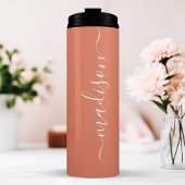 Coral Bridesmaid Stilvolle Beschriftung Thermosbecher