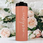 Coral Bridesmaid Stilvolle Beschriftung Thermosbecher