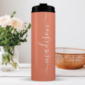 Coral Bridesmaid Stilvolle Beschriftung Thermosbecher