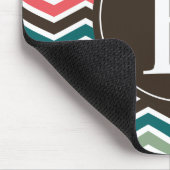 Coral Brown Aquamarin Zickzack Monogram Mousepad (Ecke)