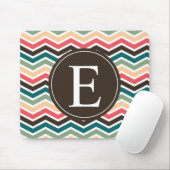 Coral Brown Aquamarin Zickzack Monogram Mousepad (Mit Mouse)